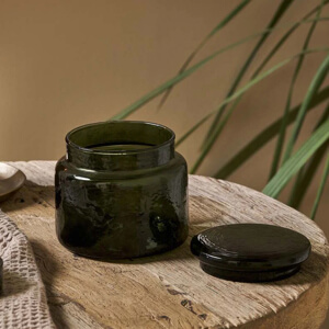 Nkuku Ilcoso Recycled Hammered Glass Storage Pot Green